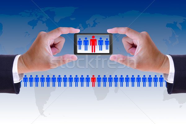 hand and mobile recruitment right man ,human resource concept Stock photo © tungphoto