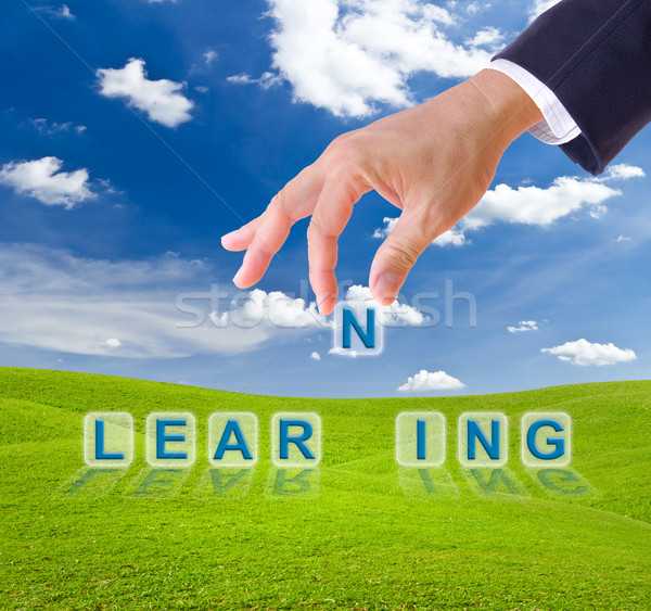 business man hand and learning word Stock photo © tungphoto