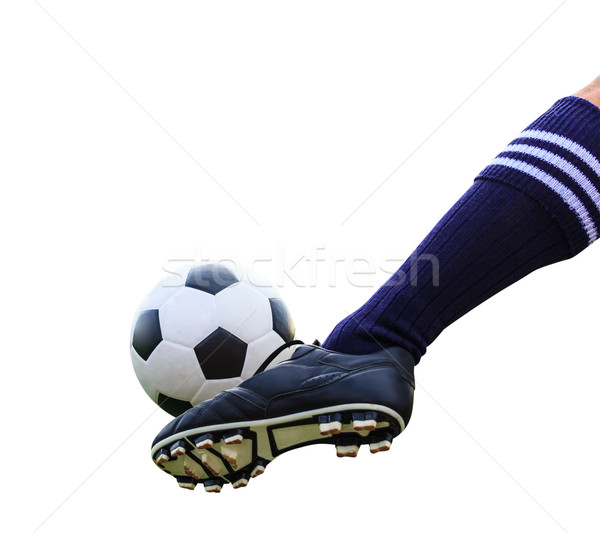 foot kicking soccer ball isolated with clipping path Stock photo © tungphoto