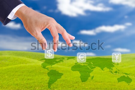 hand bring up big euro sign Stock photo © tungphoto