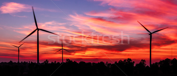 silhouette wind turbine with dusk clean energy concept Stock photo © tungphoto