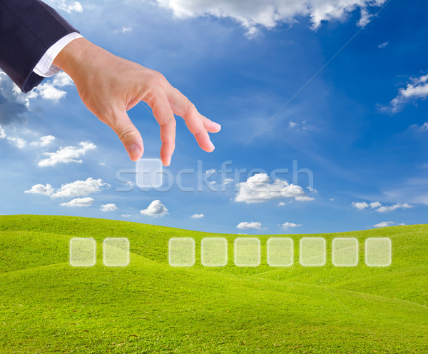 hand with blank buttons for add any word Stock photo © tungphoto