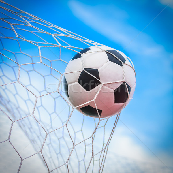 soccer ball in goal net Stock photo © tungphoto