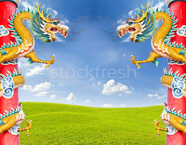dragon statue against blue sky Stock photo © tungphoto
