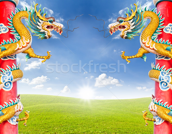 dragon statue against blue sky Stock photo © tungphoto