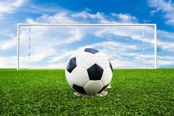 Voetbal groen gras veld voetbal sport voetbal Stockfoto © tungphoto