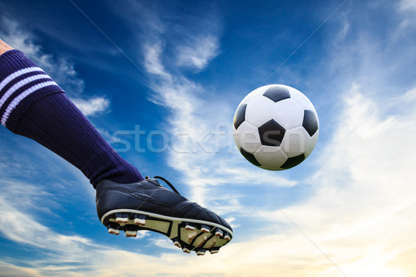 Stockfoto: Voet · voetbal · gras · voetbal · sport