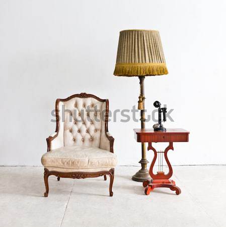 Jahrgang Luxus Sessel weiß Zimmer Textur Stock foto © tungphoto