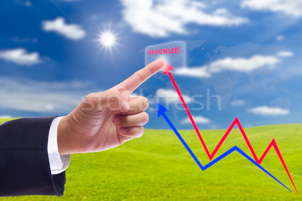Hand voortvarend inkomen knop grafiek business Stockfoto © tungphoto