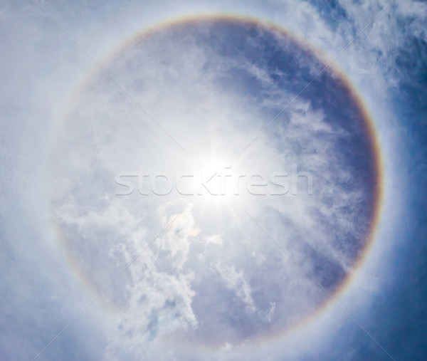Corona on blue sky, the sun with the ring Stock photo © tungphoto