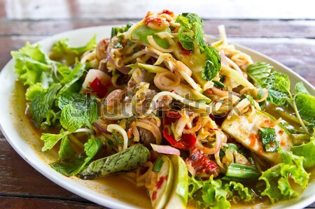 beef and chili salad delicious thai food Stock photo © tungphoto