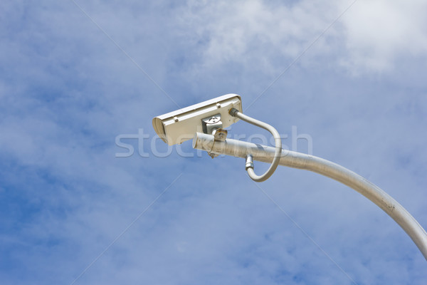 Foto stock: Aire · libre · cctv · cámara · cielo · azul · seguridad · cielo