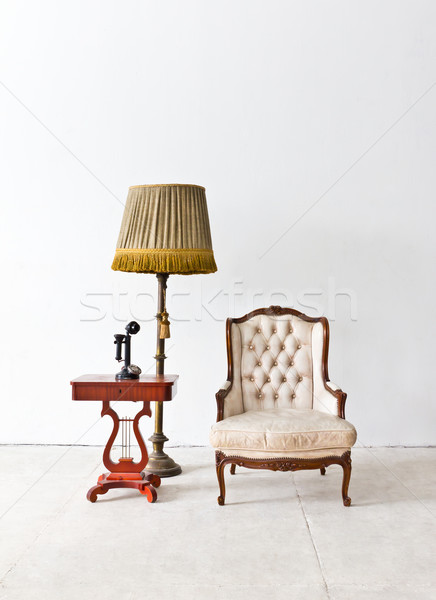 Jahrgang Luxus Sessel weiß Zimmer Textur Stock foto © tungphoto