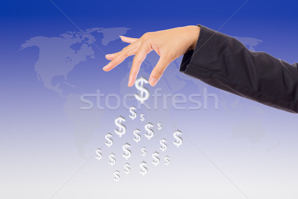 hand bring up big dollar sign Stock photo © tungphoto