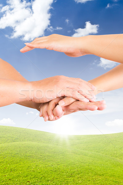 Stockfoto: Hand · nieuwe · dag · vrouw · familie