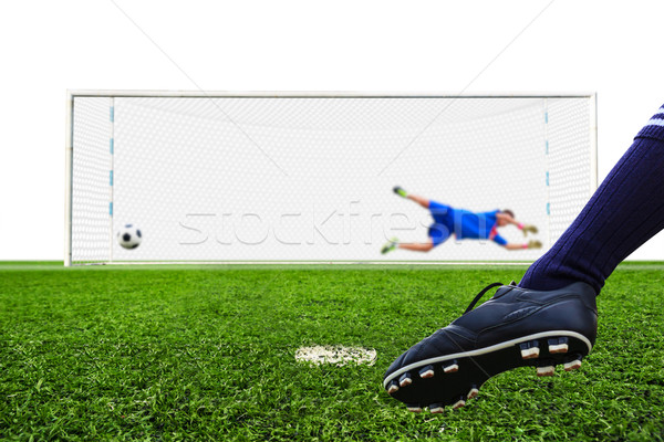 Pied tir ballon objectif pénalité football Photo stock © tungphoto