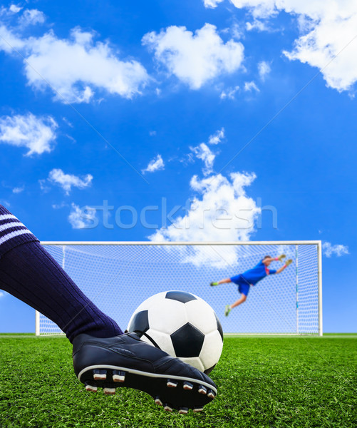 foot shooting soccer ball to goal, penalty Stock photo © tungphoto