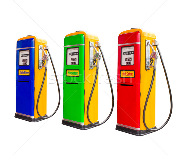 Stock photo: vintage gasoline fuel pump dispenser isolated with clipping path