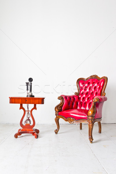 vintage luxury armchair and telephone in white room Stock photo © tungphoto