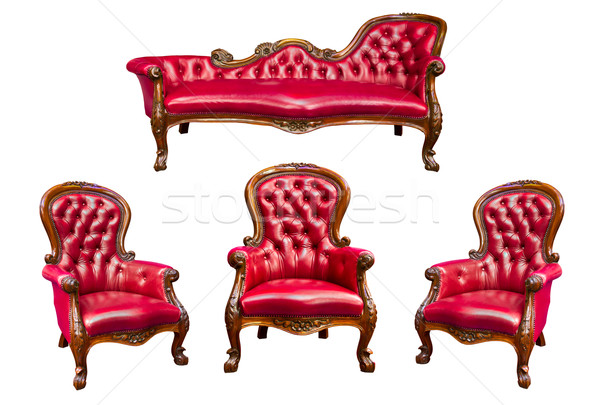 set of luxury red leather armchair isolated Stock photo © tungphoto