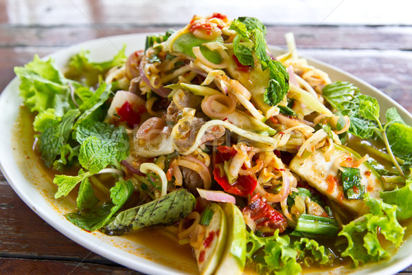 Marhahús chili saláta finom thai étel hal Stock fotó © tungphoto