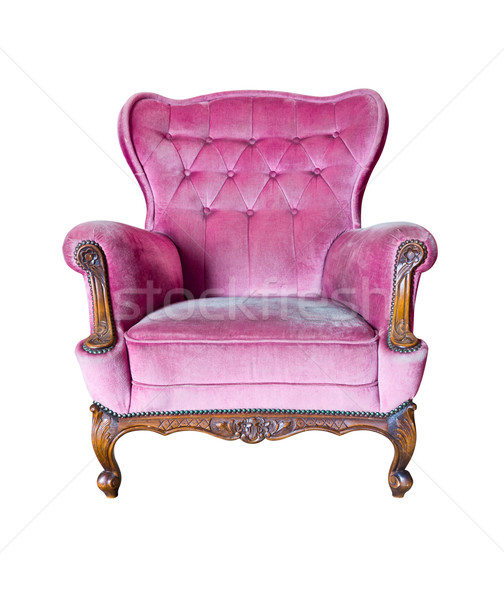 Stockfoto: Vintage · roze · luxe · fauteuil · geïsoleerd
