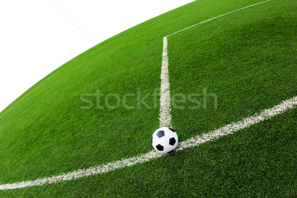 Voetbal groen gras veld geïsoleerd witte voetbal Stockfoto © tungphoto