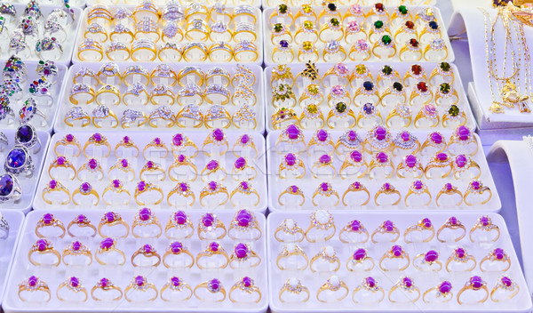 Mücevher halkalar moda güzellik halka elmas Stok fotoğraf © tungphoto