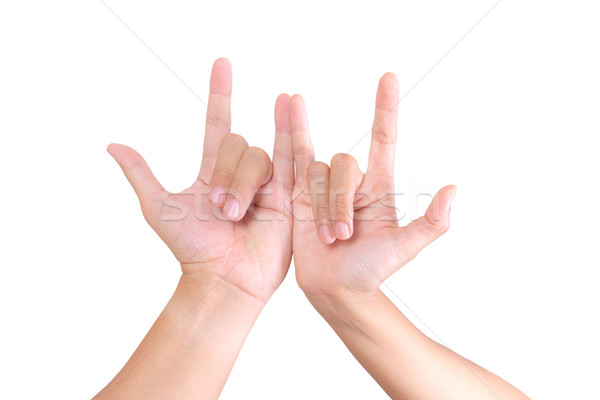 hand of man and woman make i love you sign Stock photo © tungphoto