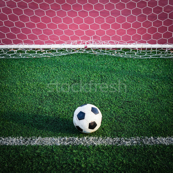 Futballabda zöld fű gól net futball sport Stock fotó © tungphoto