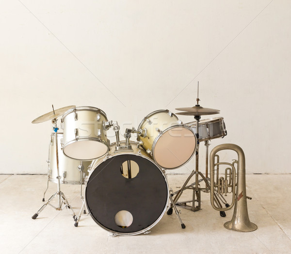 Stockfoto: Ingesteld · drums · witte · kamer · trommel · rack