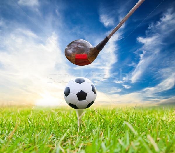 driver hit soccer ball on tee Stock photo © tungphoto