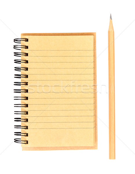 recycle brown paper notebook and pencil isolated on white backgr Stock photo © tungphoto