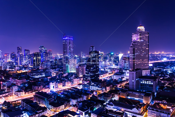 Stock photo: aerial view of bangkok at twilight night