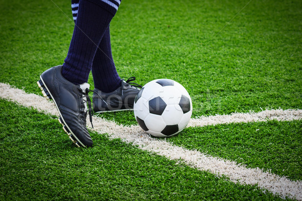 Сток-фото: ногу · футбольным · мячом · углу · Футбол · спорт