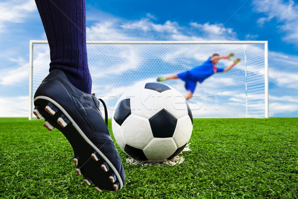 foot shooting soccer ball to goal, penalty Stock photo © tungphoto