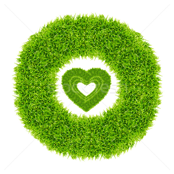 Erba verde amore cuore frame isolato matita Foto d'archivio © tungphoto