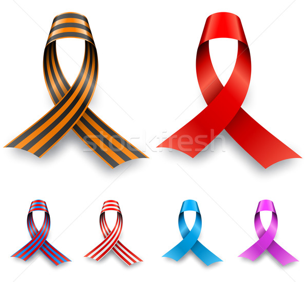 Color awareness ribbon set isolated on white background. Stock photo © tuulijumala