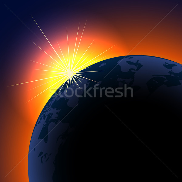 Sun rising over planet background with copy space.  Stock photo © tuulijumala