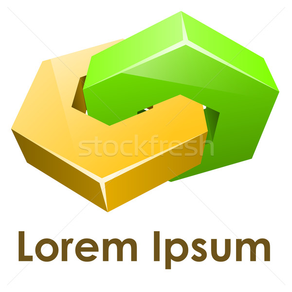 Green and yellow linked hexagons concept vector icon. Stock photo © tuulijumala