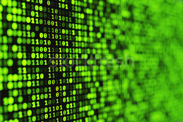 Stock photo: Abstract green binary digital background with bokeh effect.