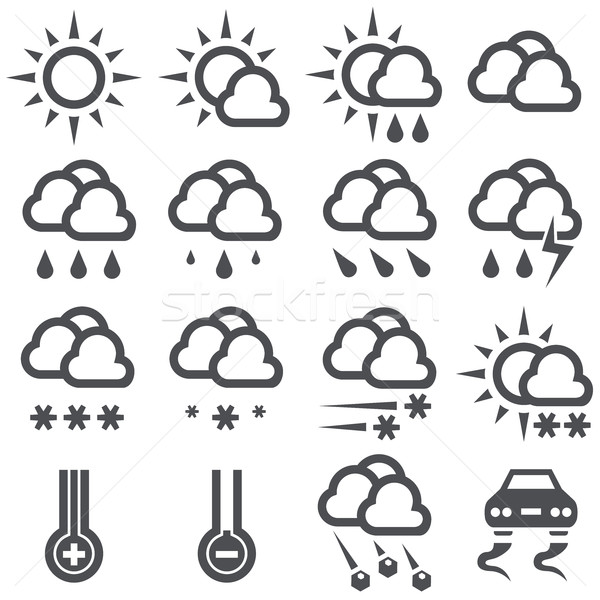 Outline black and white weather icons. Stock photo © tuulijumala