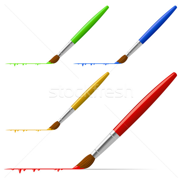 Brush painting the line with color variants isolated on white. Stock photo © tuulijumala