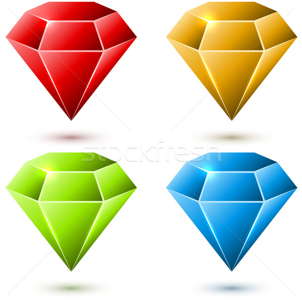 Color diamond vector set isolated on white background. Stock photo © tuulijumala