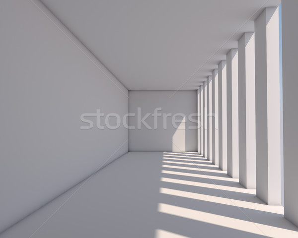 Stock fotó: Fehér · galéria · megvilágított · napfény · építészeti · 3D