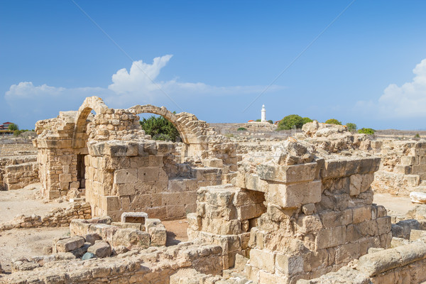 Arkeolojik park Kıbrıs kale son güneş Stok fotoğraf © tuulijumala