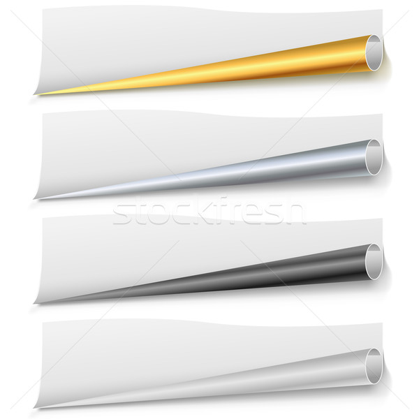 Set of paper page bottom rolls vector template. Stock photo © tuulijumala