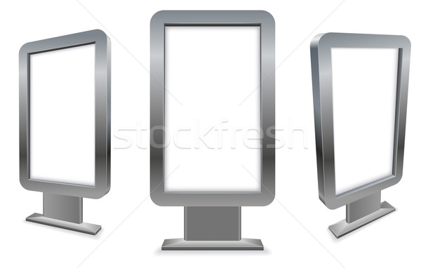 3D metal stand alone pavement advertising display isolated on wh Stock photo © tuulijumala