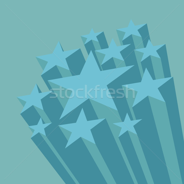 3D stars blue flat design with copy space.  Stock photo © tuulijumala