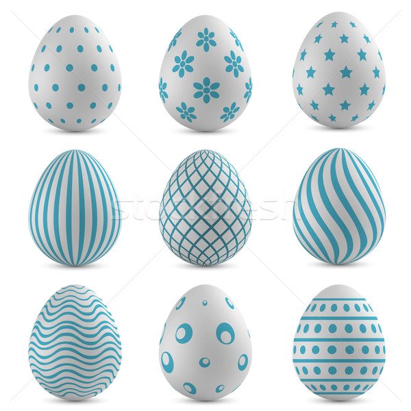 Ovos de páscoa vetor conjunto azul padrões páscoa Foto stock © tuulijumala